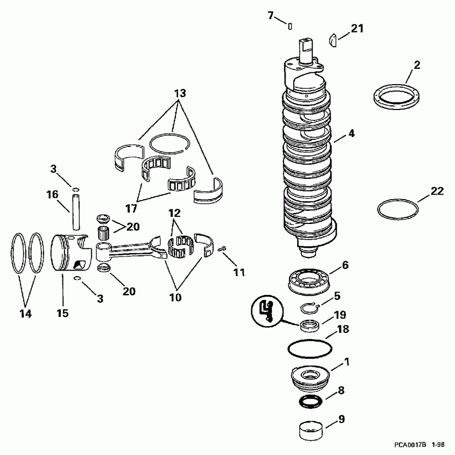 ��������� ��������� ������� E175NXEUE 1997  - ankshaft & Pistons - ank��� & ������