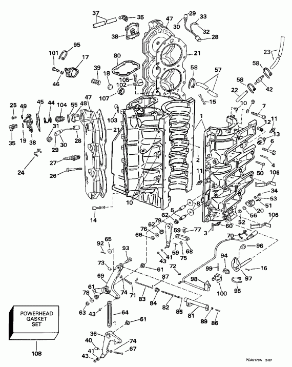 ����� Evinrude E225STLEUD 1997  - linder & Crankcase