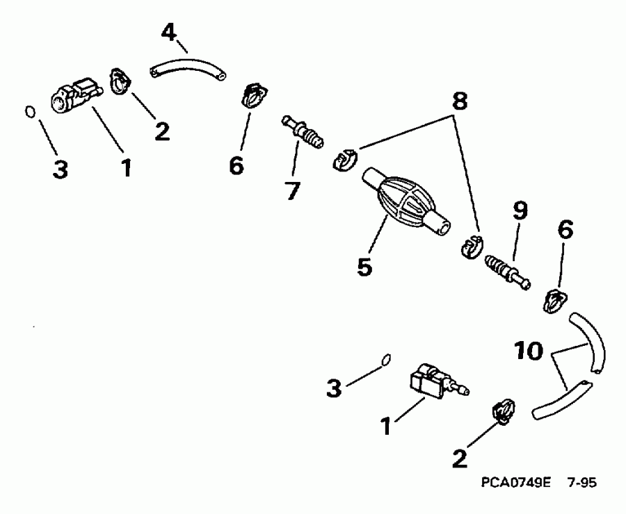 ��������� ����� ������� E25EEUB 1997  - el ����� & ��������� ����� 5 / 16 ���� I.d. / el Hose & Primer Bulb 5/16 In. I.d.