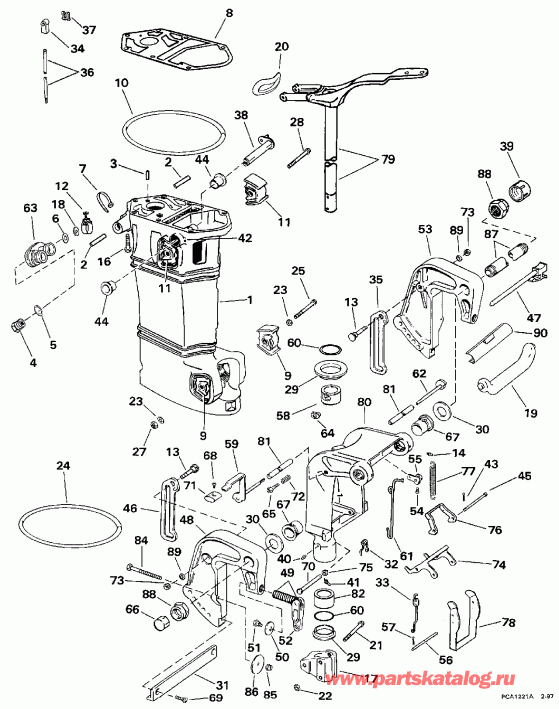 ��������� ����� Evinrude E25KLEUR 1997  - ������ Tilt / Manual Tilt