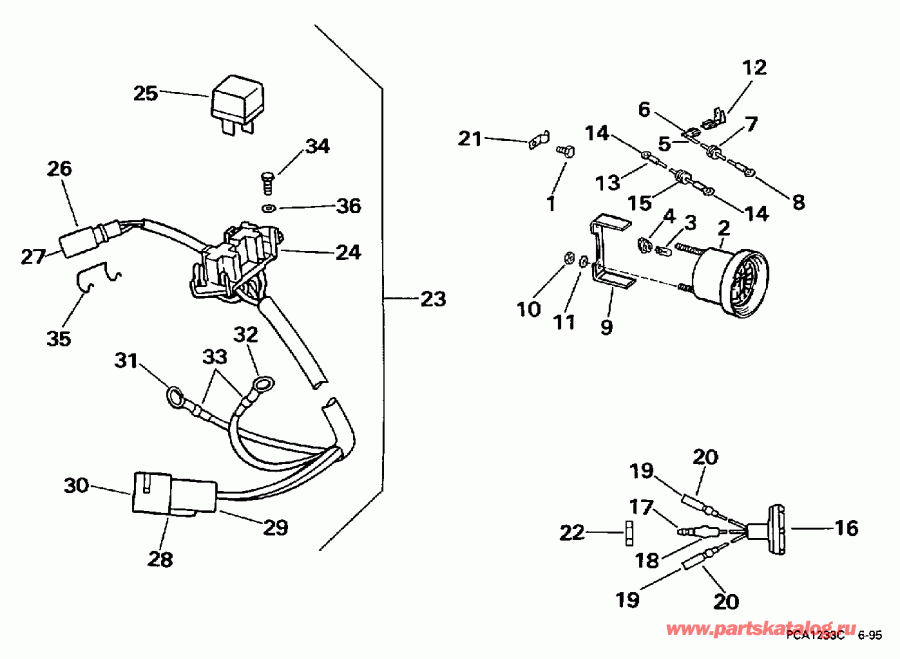 ����� EVINRUDE E25QLEUR 1997  - wer Trim/tilt Electrical