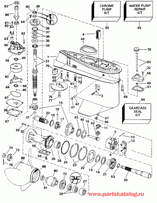 �������� ��������� ����� Evinrude E25REUM 1997  - linder & Crankcase - linder & ������ ���������
