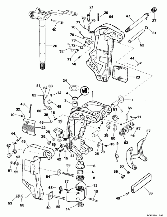 �������� ��������� ����� Evinrude E25RMLEUR 1997  - linder & Crankcase