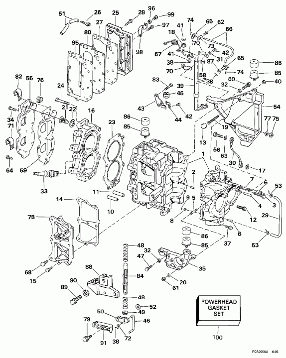 �������� ��������� ����� Evinrude E25RWEUR 1997  - linder & ������ ��������� / linder & Crankcase