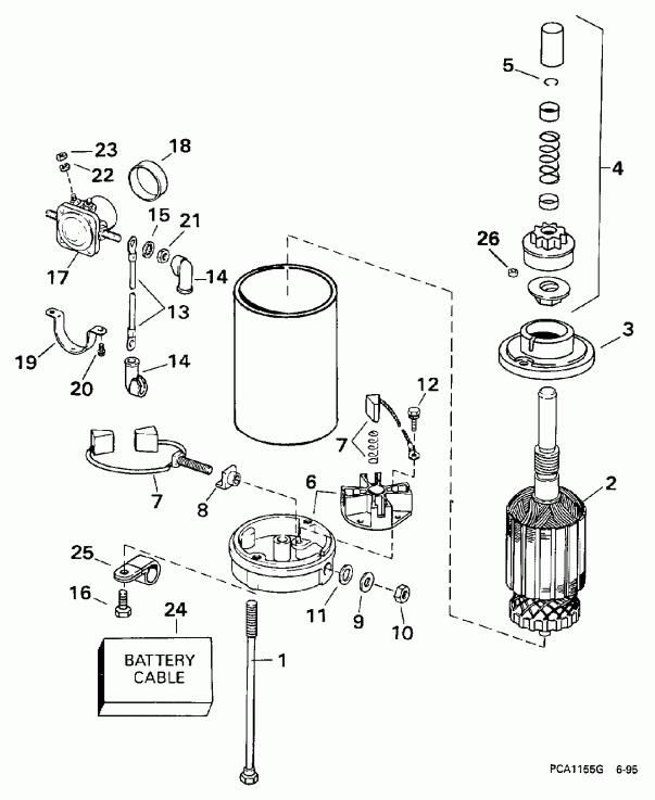 ��������� �������� ����� Evinrude E25TELEUM 1997  - ectric Starter & Solenoid