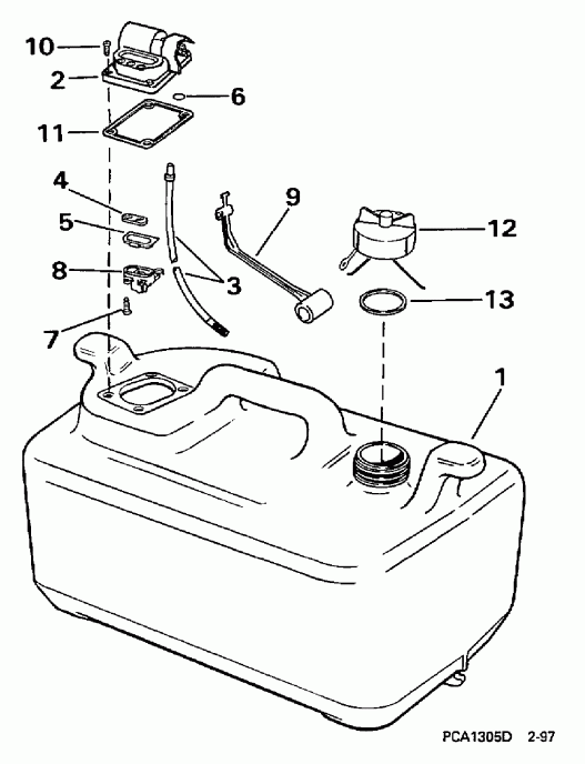 ��������� �������� ����� Evinrude E25TELEUM 1997  - 6 Gallon