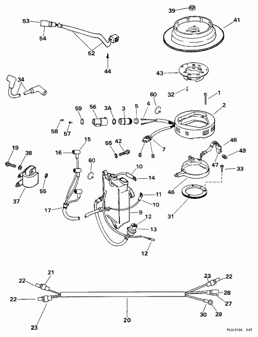 ��������� �������� ����� EVINRUDE E35TKLEUR 1997  - ���� & Ac / Rope & Ac