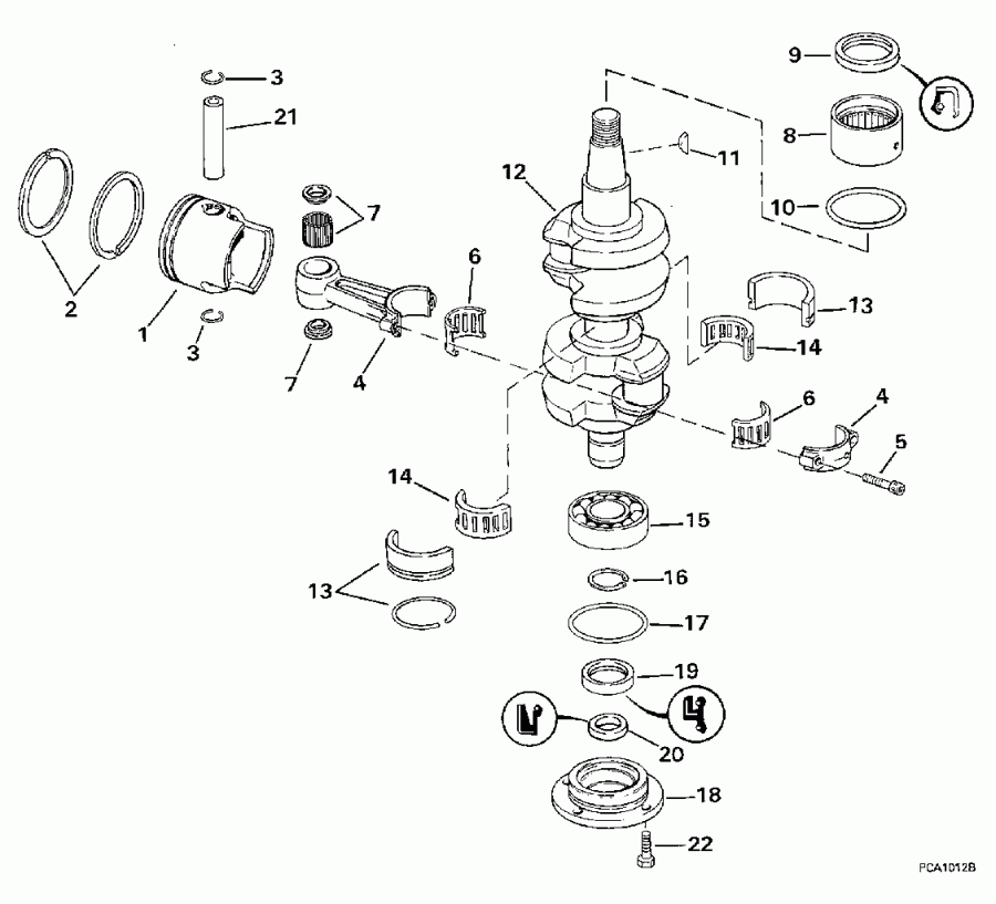 ��������� Evinrude E40JREUR 1997  - ankshaft & Piston