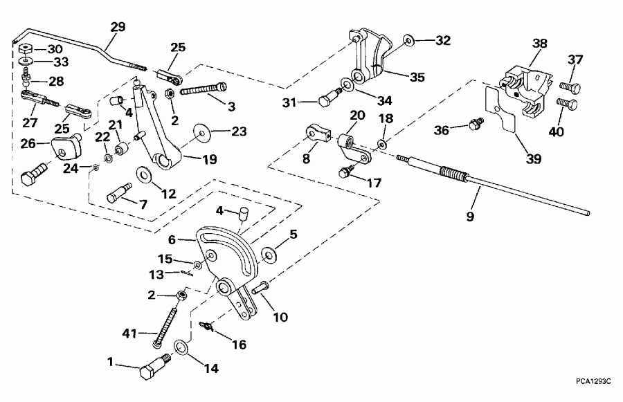 ��������� ��������� EVINRUDE E40JREUR 1997  - ift & Throttle Linkage - ift & ����������� ��������age
