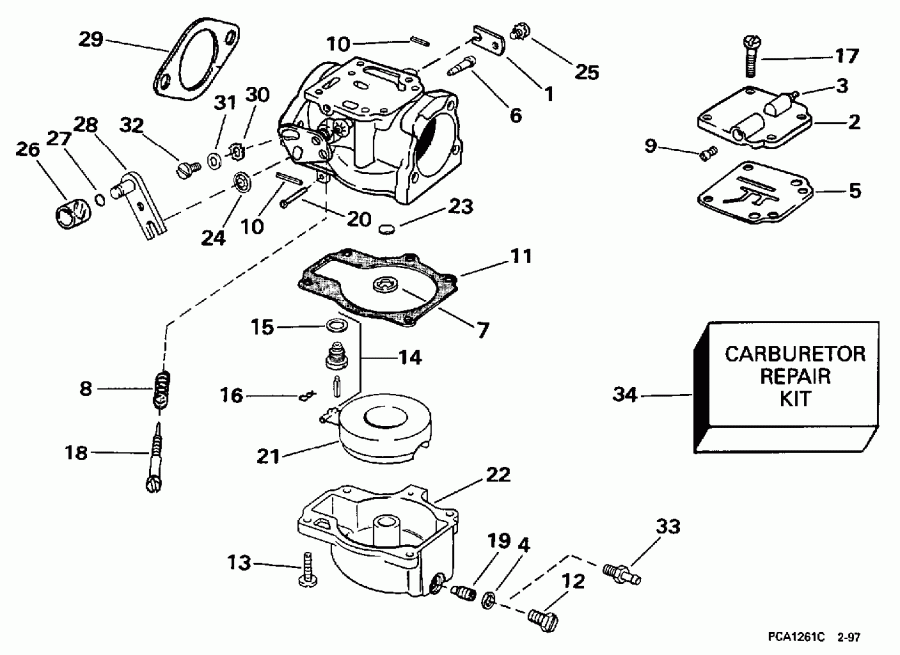 ����� Evinrude E45RCLEUC 1997  - rburetor - rburetor