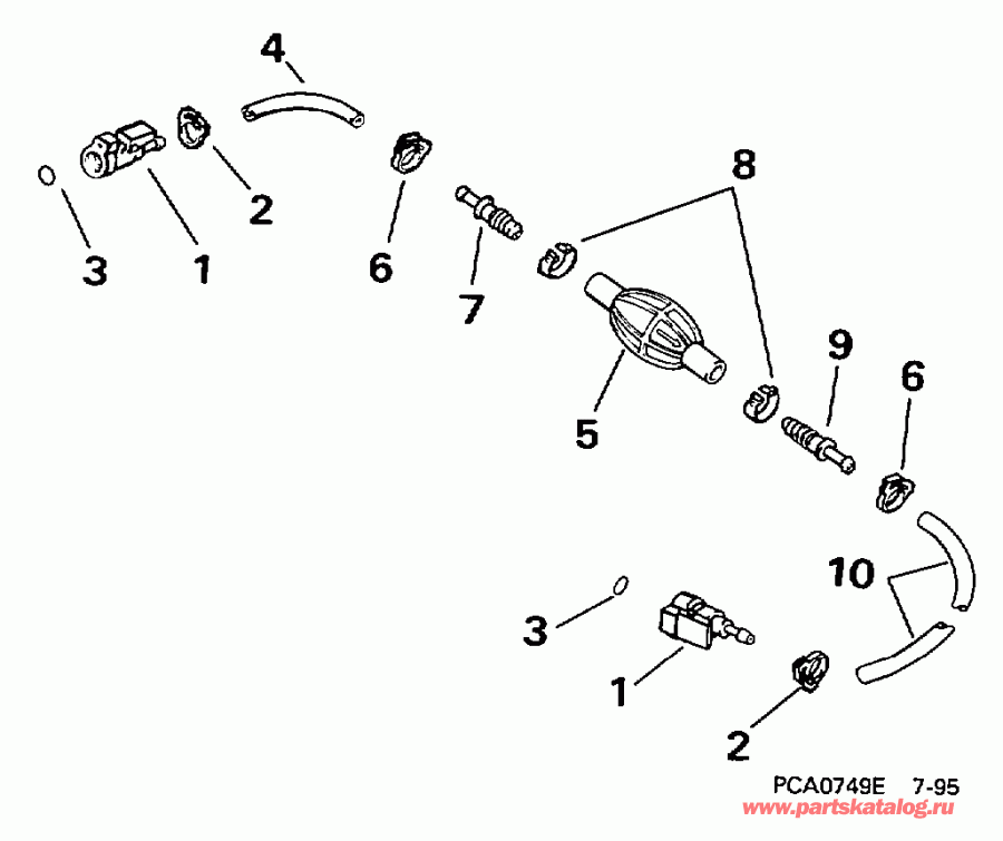  Evinrude E50TLEUC 1997  - el ����� & ��������� ����� 5 / 16 ���� I.d. - el Hose & Primer Bulb 5/16 In. I.d.