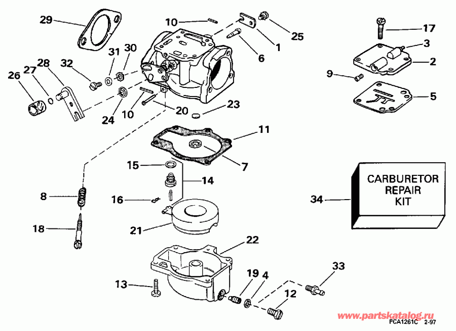 ��������� EVINRUDE E55RSLC 1997  - rburetor / rburetor