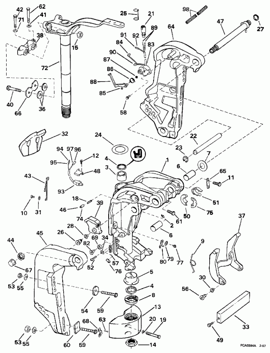 ��������� ��������� EVINRUDE E60ELEUA 1997  - ���������������� ��������� ������� / Power Trim & Tilt