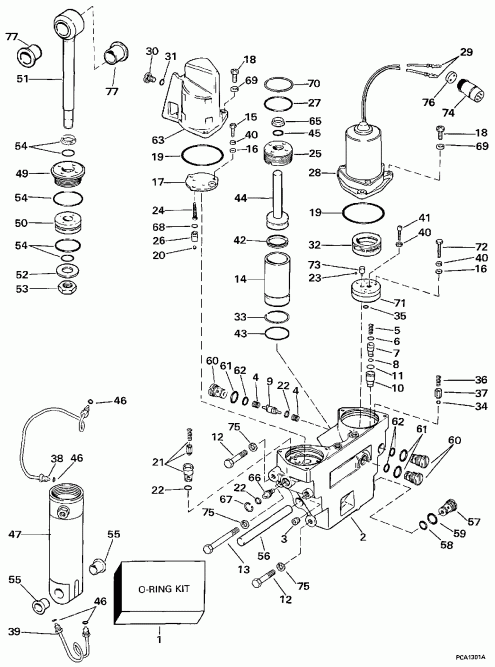 ����� EVINRUDE E60TTLEUA 1997  - wer Trim/tilt Hydraulic Assembly
