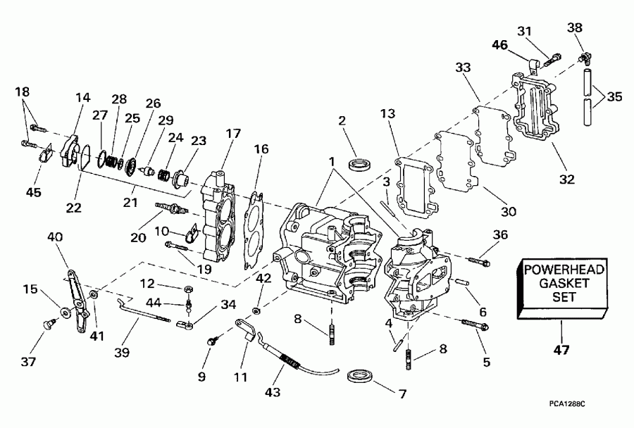 ��������� ��������� EVINRUDE E6RLEUC 1997  - linder & ������ ��������� / linder & Crankcase