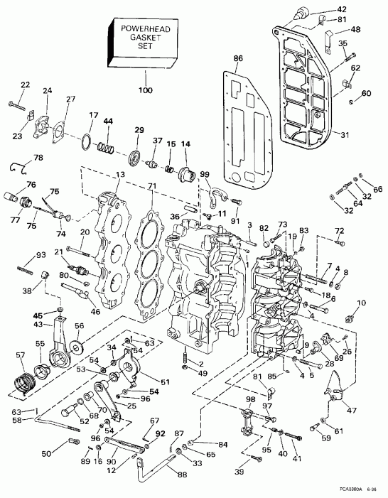 ����� ������� E70TLEUM 1997  - linder & Crankcase / linder & ������ ���������