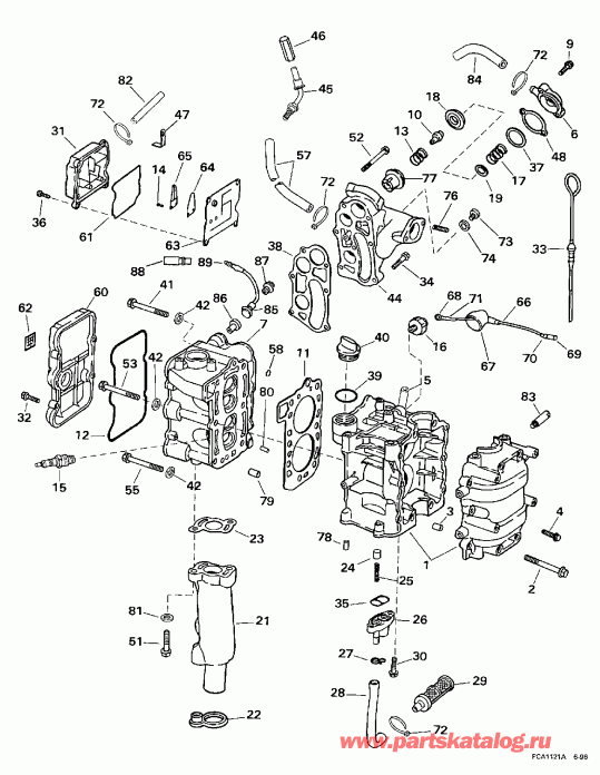 �������� ����� EVINRUDE HE10FOEUR 1997  - linder & Crankcase