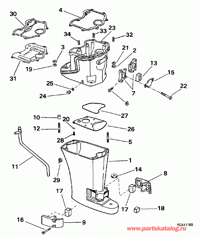��������� ����� Evinrude HE10FOEUR 1997  - haust Housing