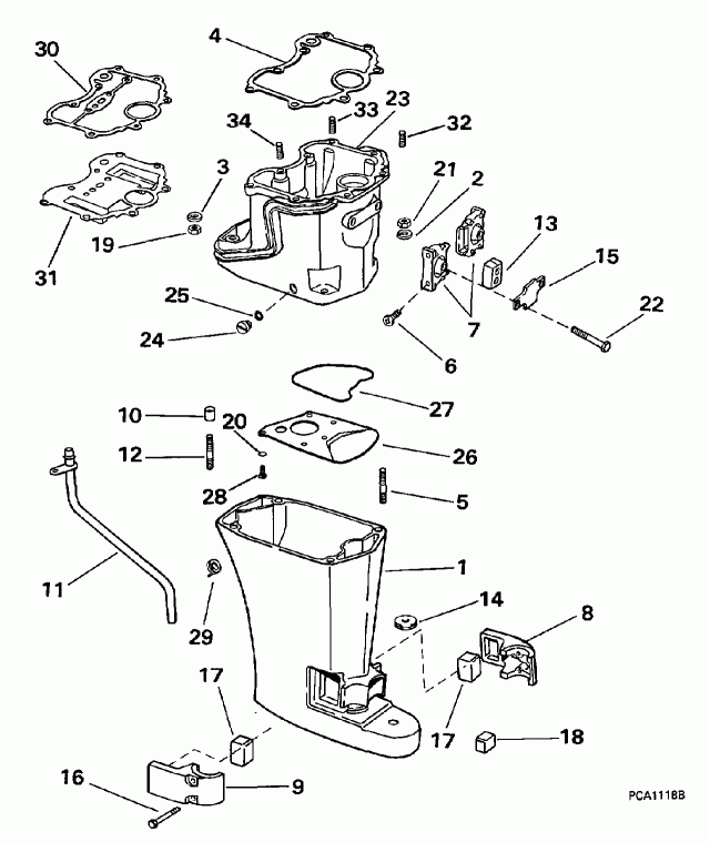  Evinrude HE10FTEUR 1997  - haust ������ / haust Housing