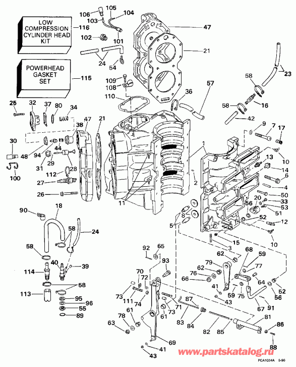 �������� ����� EVINRUDE HE130CXAUM 1997  - linder & Crankcase