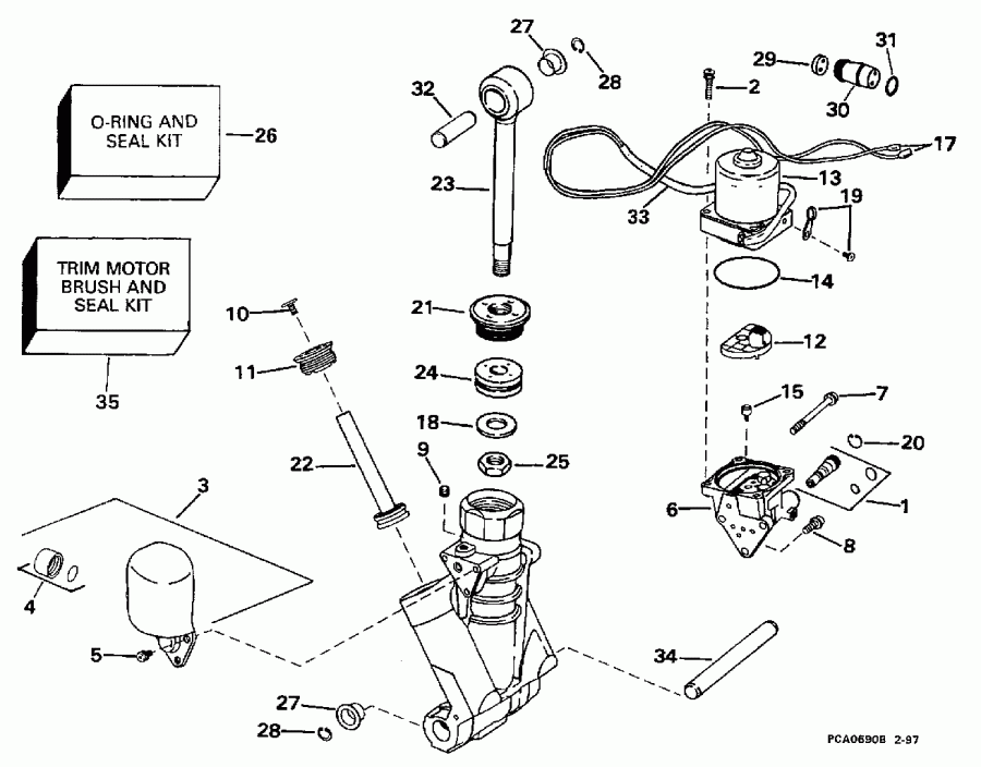 ��������� Evinrude HE130CXAUM 1997  - wer Trim/tilt Hydraulic Assembly / wer Trim / tilt Hydraulic Assembly