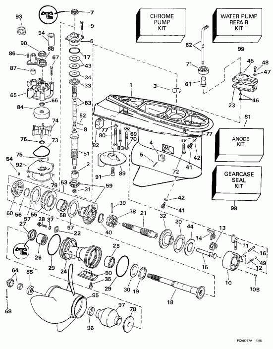 ��������� �������� ����� Evinrude HE130TXAUM 1997  - 130cx Counter-rotation / 130cx Counter-rotation