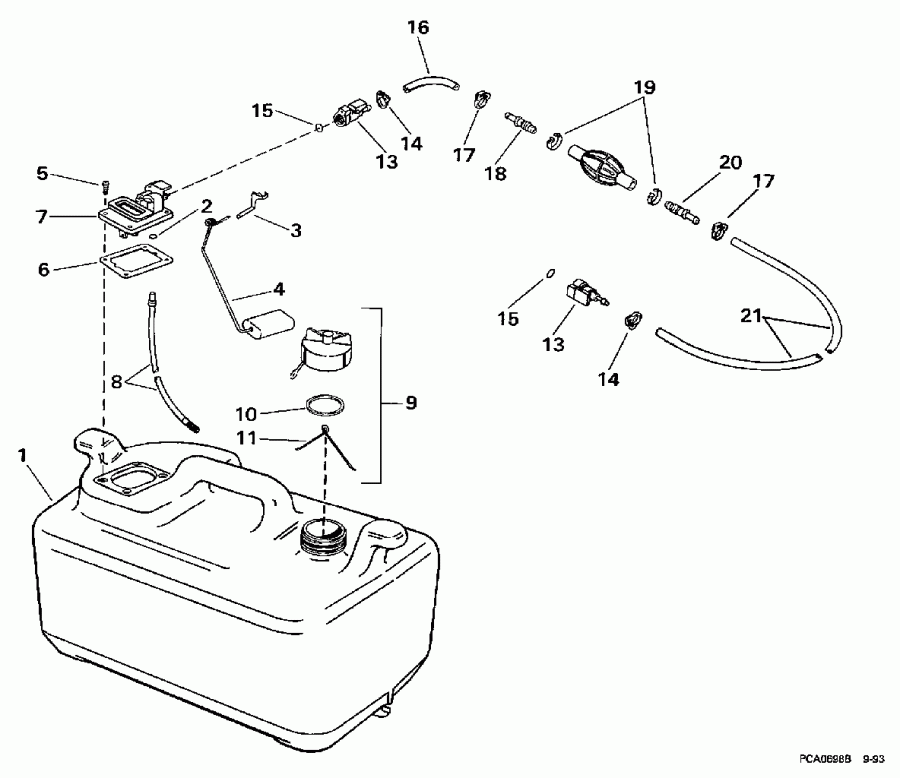 �������� ��������� ����� Evinrude HE15RPW 1997  - 6 ������ - 15kc Models Only / 6 Gallon - 15kc Models Only