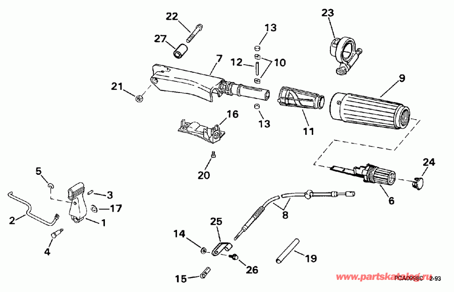 ��������� �������� ����� EVINRUDE HE15RPW 1997  - eering & Shift Handle - ee������ & ������������� Handle