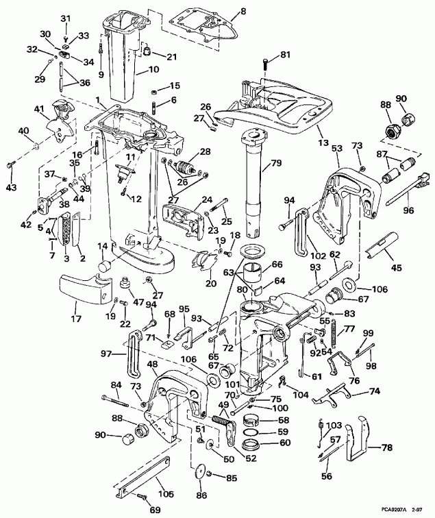 ��������� �������� ����� EVINRUDE HE25FPV 1997  - S25rp - S25rp