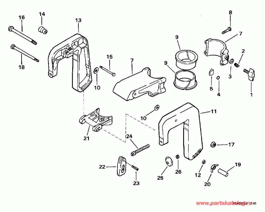 ��������� EVINRUDE HE2RSK 1997  - ern ��������� & ���������� ��������� - ern Bracket & Swivel Bracket