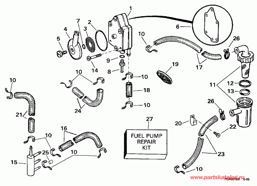 ��������� �������� ����� EVINRUDE HE45RCLEUC 1997  - el Pump & Filter - el ����� & ������