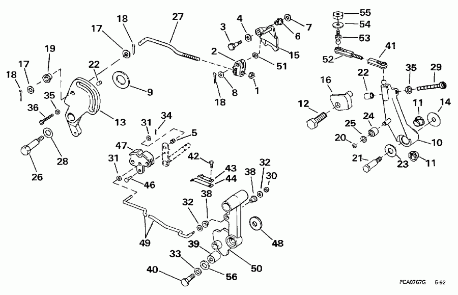  Evinrude HE55RSLC 1997  - ift &  age - ift & Throttle Linkage