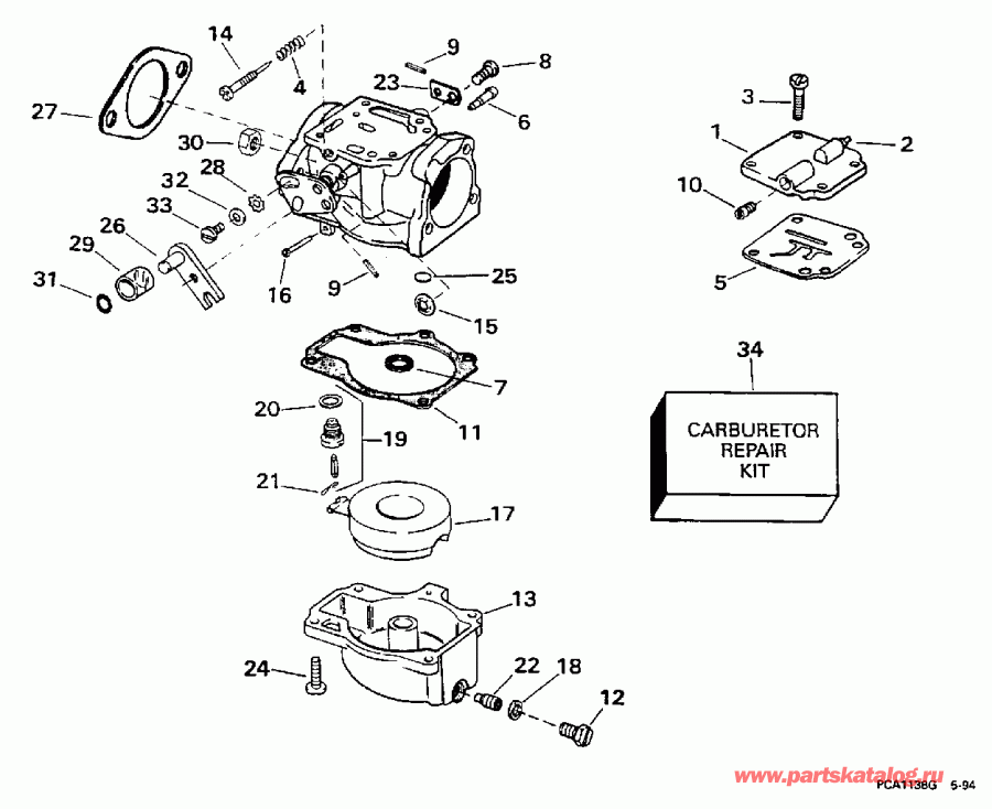�������� ��������� ����� Evinrude HE55WMLZ 1997  - rburetor