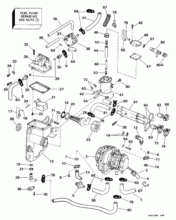 ����� Evinrude L115GLEUC 1997  - el Bracket & Components / el ��������� & Components