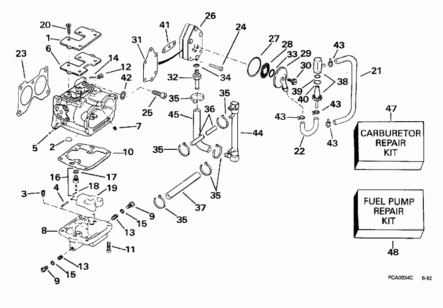 ��������� �������� ����� Evinrude SE100WTPLZ 1997  - rburetor, ��������� ����� & ������