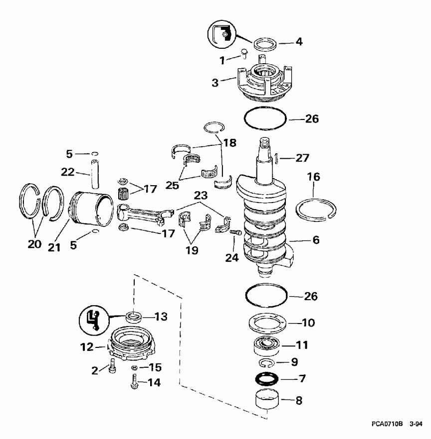 ��������� ��������� Evinrude SE100WTPLZ 1997  - ankshaft & Piston / ank��� & �������
