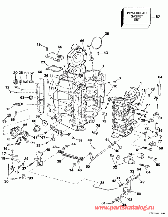 ��������� ��������� Evinrude SE105RWLP 1997  - linder & Crankcase