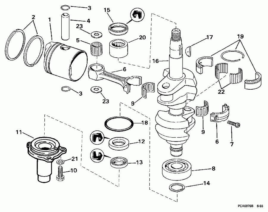 ��������� ����� Evinrude SE10RPT 1997  - ank��� & ������� - ankshaft & Piston