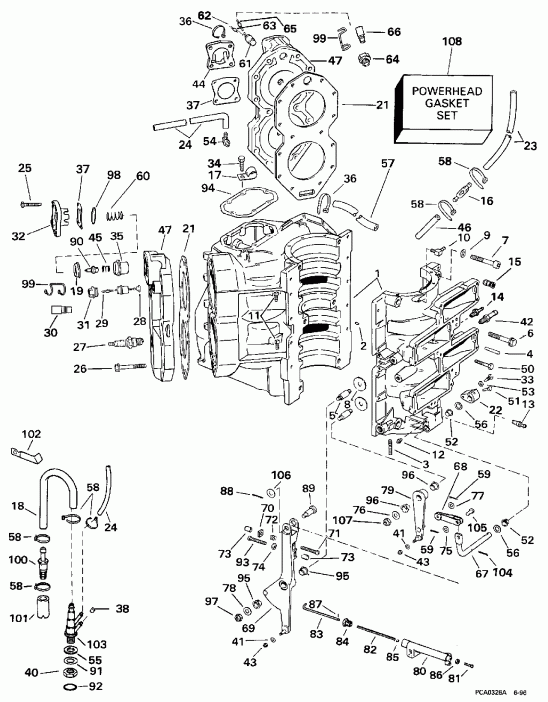   EVINRUDE SE125WTPLJ 1997  - linder & Crankcase