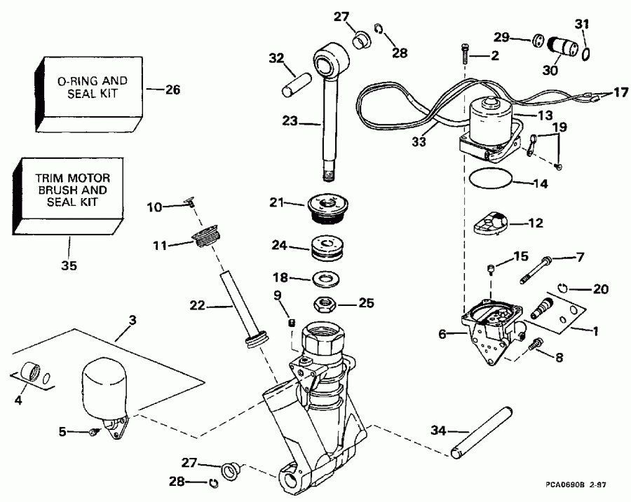 ��������� �������� ����� EVINRUDE SE125WTPLJ 1997  - wer Trim/tilt Hydraulic Assembly - wer Trim / tilt Hydraulic Assembly