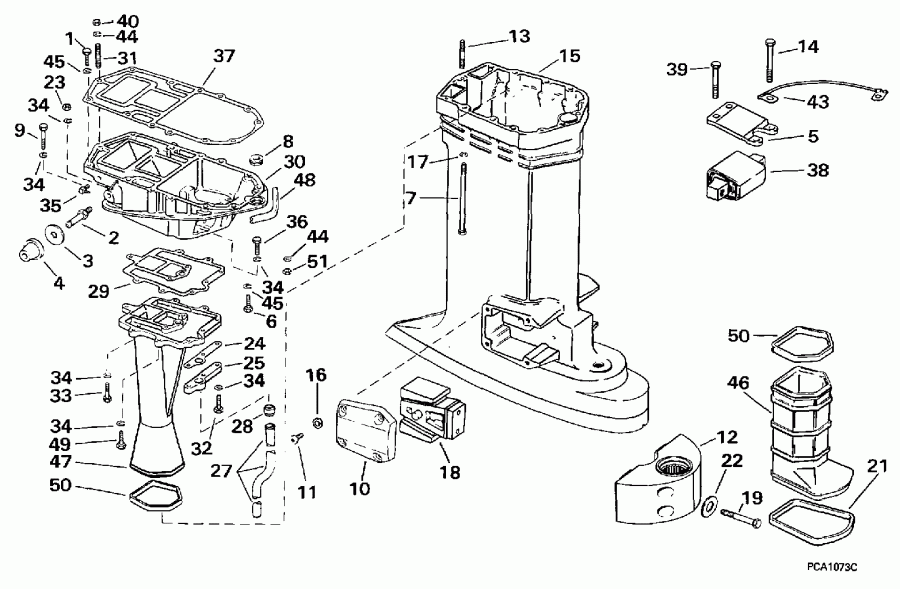 ��������� �������� ����� EVINRUDE SE125WTPXJ 1997  - haust ������ / haust Housing