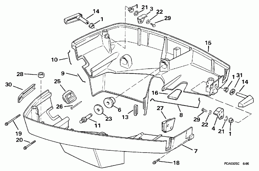  Evinrude SE125WTPXJ 1997  - wer ������ ��������� (�����) - wer Engine Cover