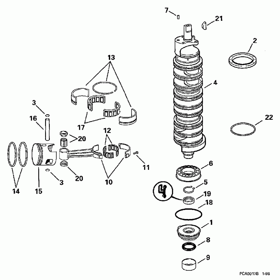 ��������� ����� ������� SE150WTPXT4 1997  - ank��� & ������ / ankshaft & Pistons