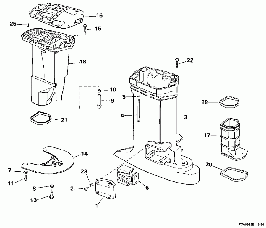 ��������� ��������� Evinrude SE150WTPXT 1997  - haust ������ - haust Housing