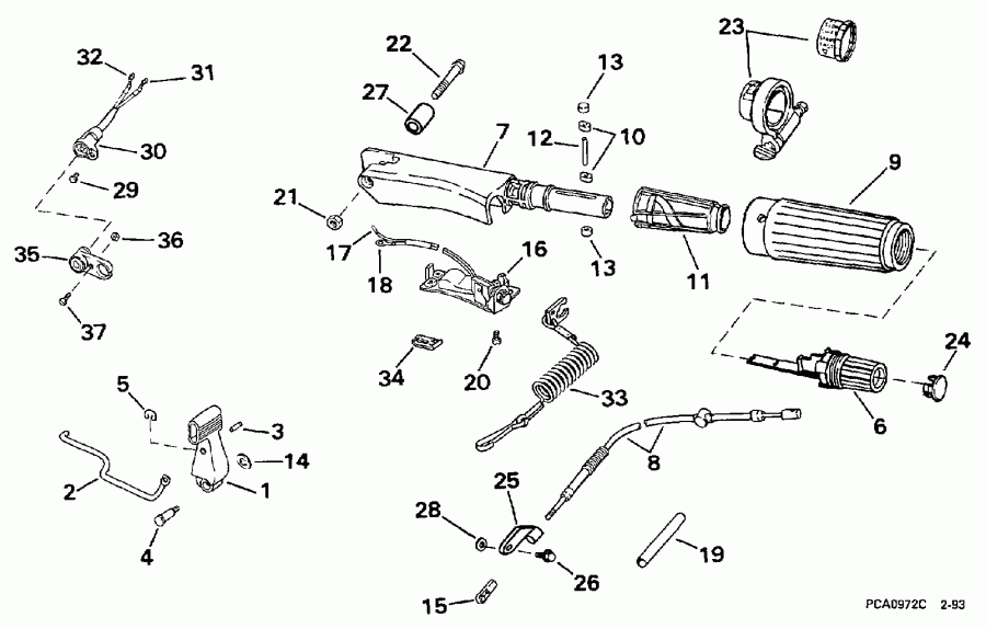 �������� ����� Evinrude SE15BAEUR 1997  - ee������ & ������������� Handle / eering & Shift Handle