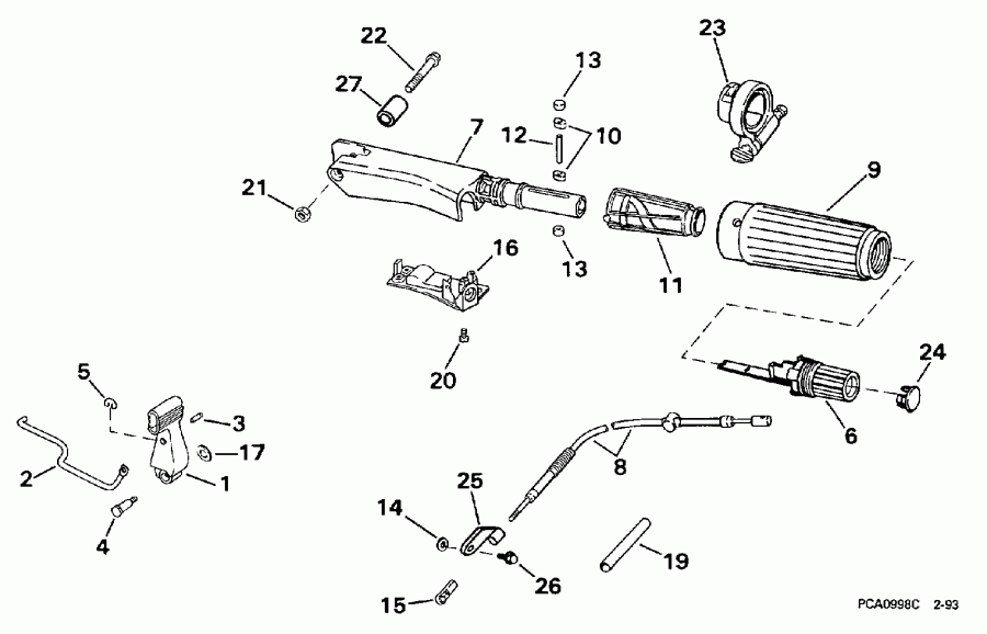 ��������� �������� ����� EVINRUDE SE15RPLW 1997  - ee������ & ������������� Handle - eering & Shift Handle