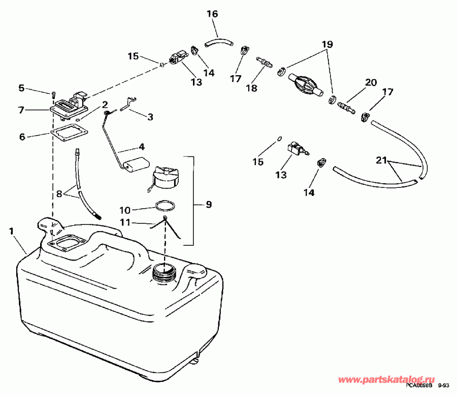 ��������� ��������� Evinrude SE15RPW 1997  - 6 ������ - 15kc Models Only - 6 Gallon - 15kc Models Only