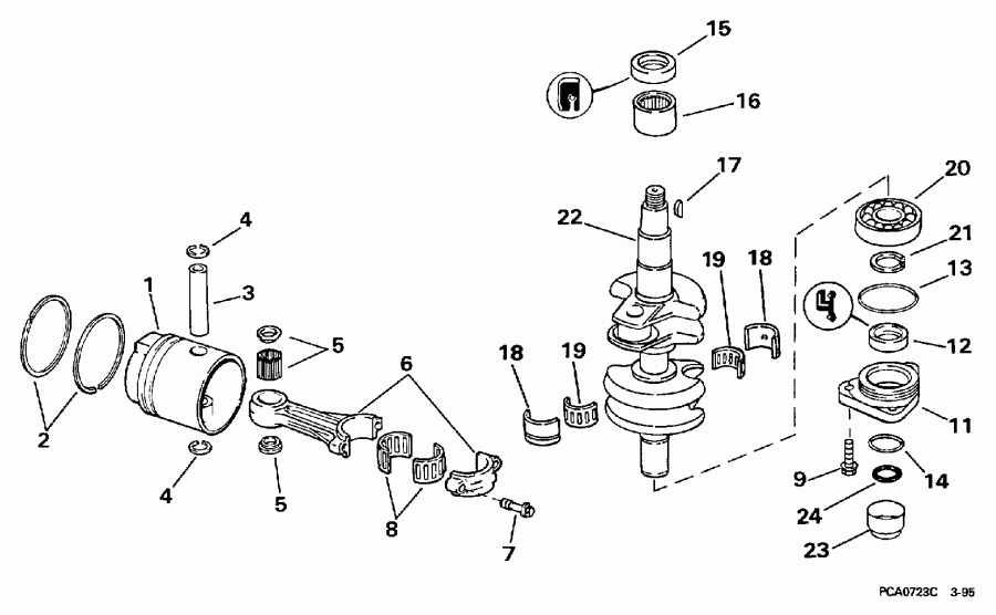 �������� ����� ������� SE25RPLV 1997  - ank��� & ������� / ankshaft & Piston