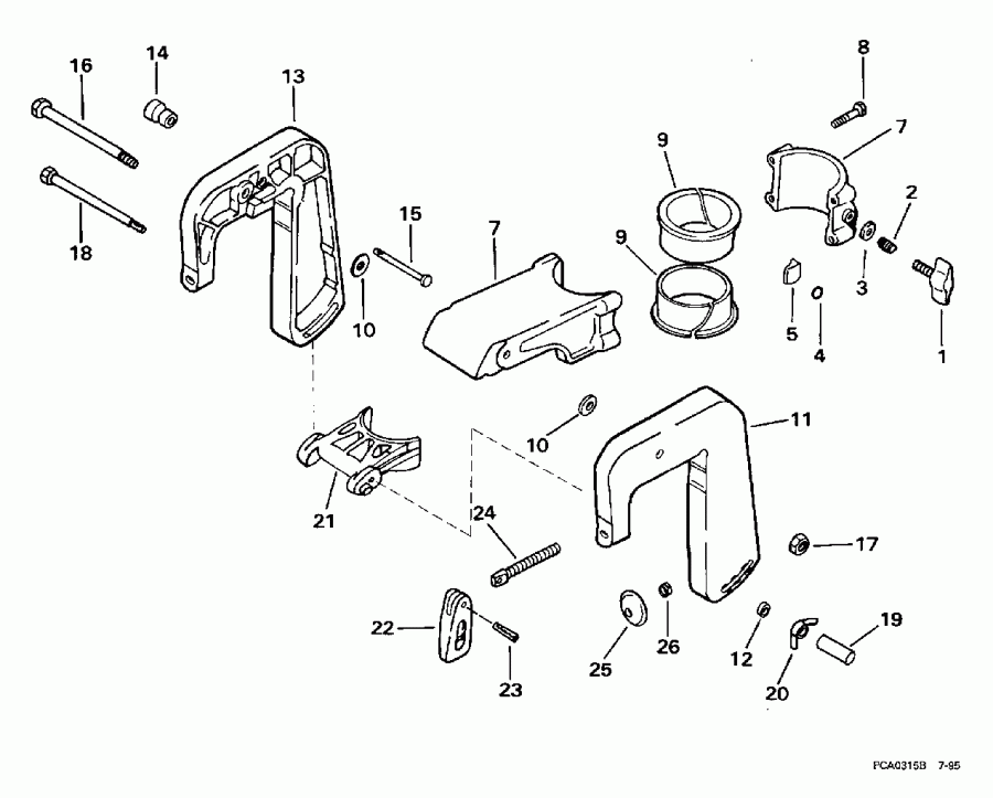 ��������� ����� Evinrude SE3ROEUD 1997  - ern ��������� & ���������� ��������� - ern Bracket & Swivel Bracket
