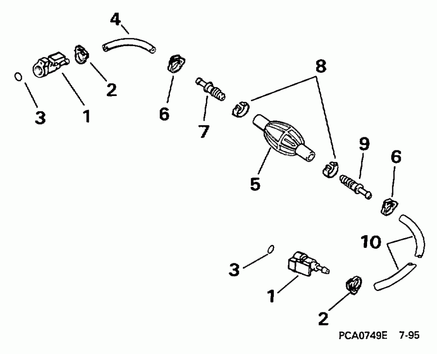 ����� EVINRUDE SE40RPLB 1997  - el Hose & Primer Bulb 5/16 In. I.d. / el ����� & ��������� ����� 5 / 16 ���� I.d.